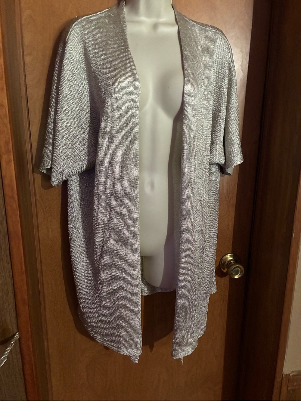 Premise Silver Open-Front Knit Cardigan